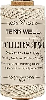 Tenn Well Butchers Cooking Twine, 328 Feet 3Ply 1mm Cotton Bakers Twine, Food Safe Kitchen String for Roasting, Trussing Meat and Turkey, Food Prep, Baking and More