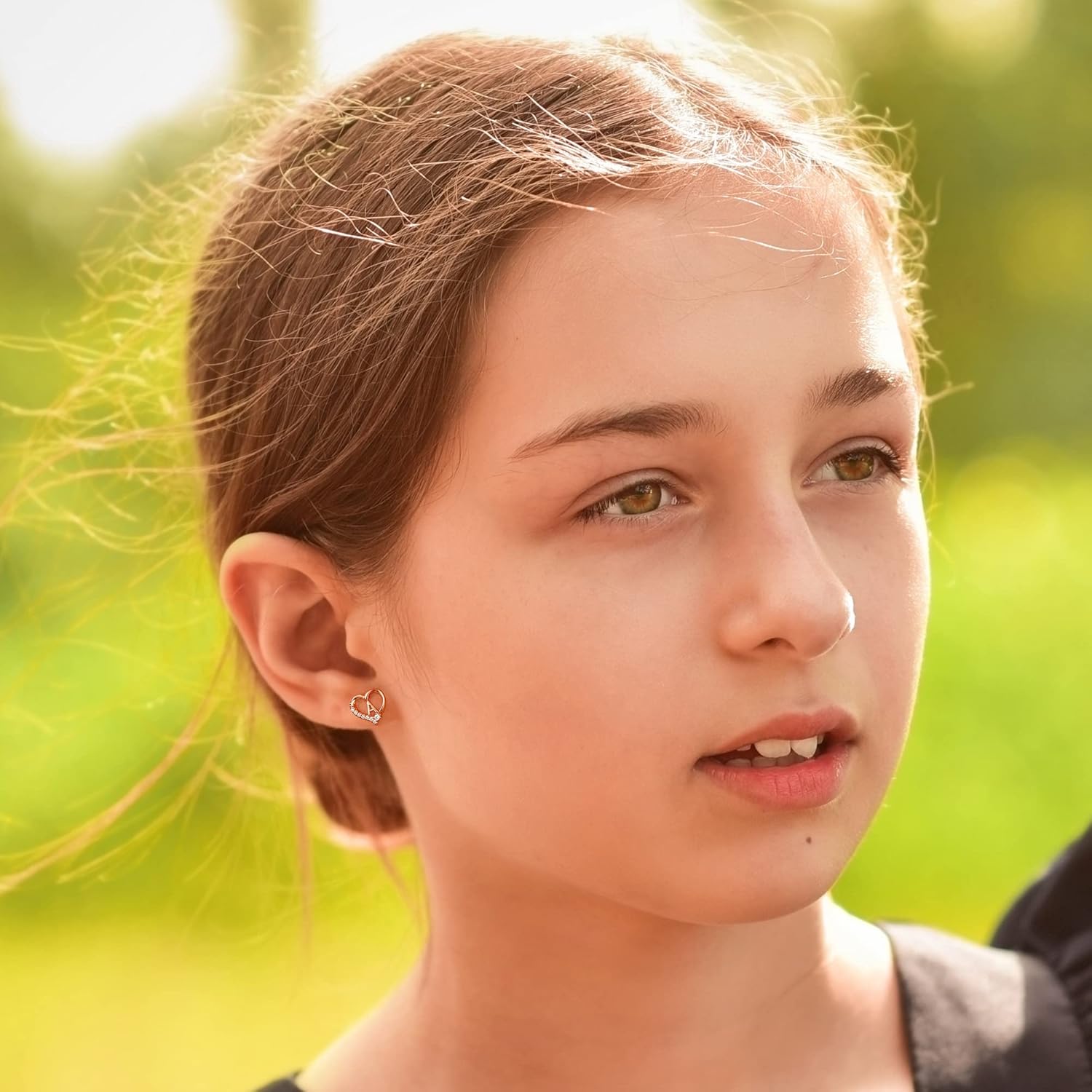 Valentines Day Gifts for Kids - Earrings for Girls, 925 Sterling Silver Post Hypoallergenic, CZ Letter Initial Earrings for Girls, Toddler Kids, Birthday Gifts - Image 4