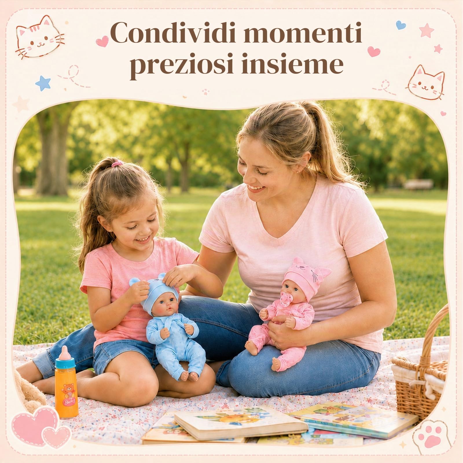 BABESIDE Bambole Gemelle 30cm Corpo Tutto in Vinile Bambola 3+ Anni | Bambole Set Gemelle, Corpo tutto in vinile, Arti flessibili, Perfetto per il gioco di ruolo