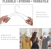 Vista 3 de Run Star Perchas de plástico, paquete de 60 perchas blancas duraderas con ganchos, percha ligera que ahorra espacio, perchas resistentes, perchas