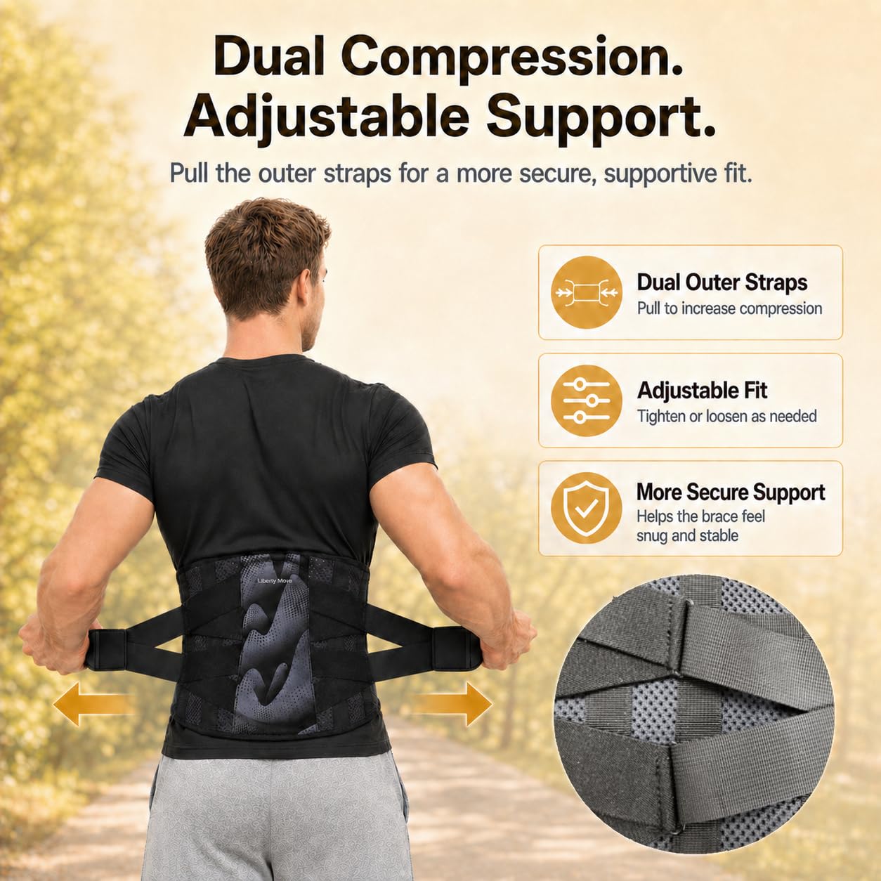Back Brace for Lower Back Pain Relief, Lumbar Support Belt for Men and Women with Metal Stay & Dual Compression Straps, Breathable Mesh Back Support Brace for Sciatica, Work & Daily Wear