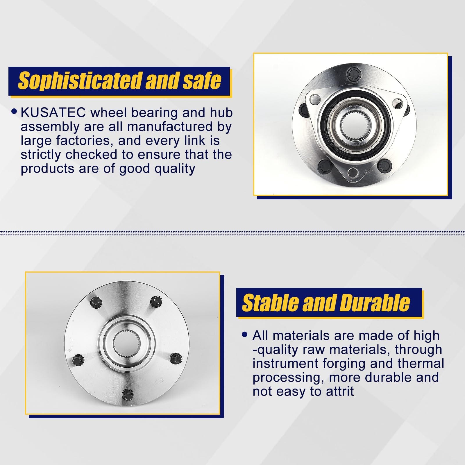 KUSATEC 515006 Front Wheel Bearing and Hub Assembly Compatible with 1994-1999 Dodge Ram 1500, 5 Lug Bolts without ABS