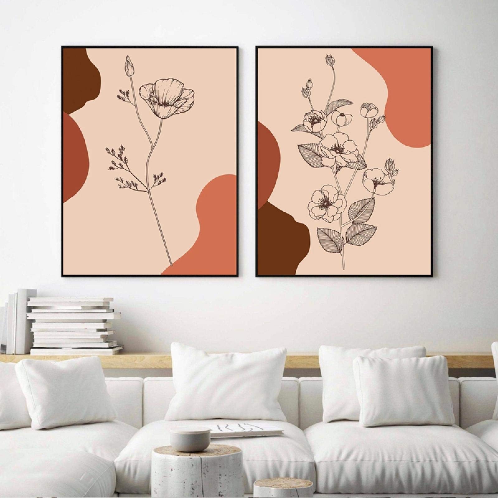 Décoration d'intérieur grand format avec affiche florale abstraite beige - 8