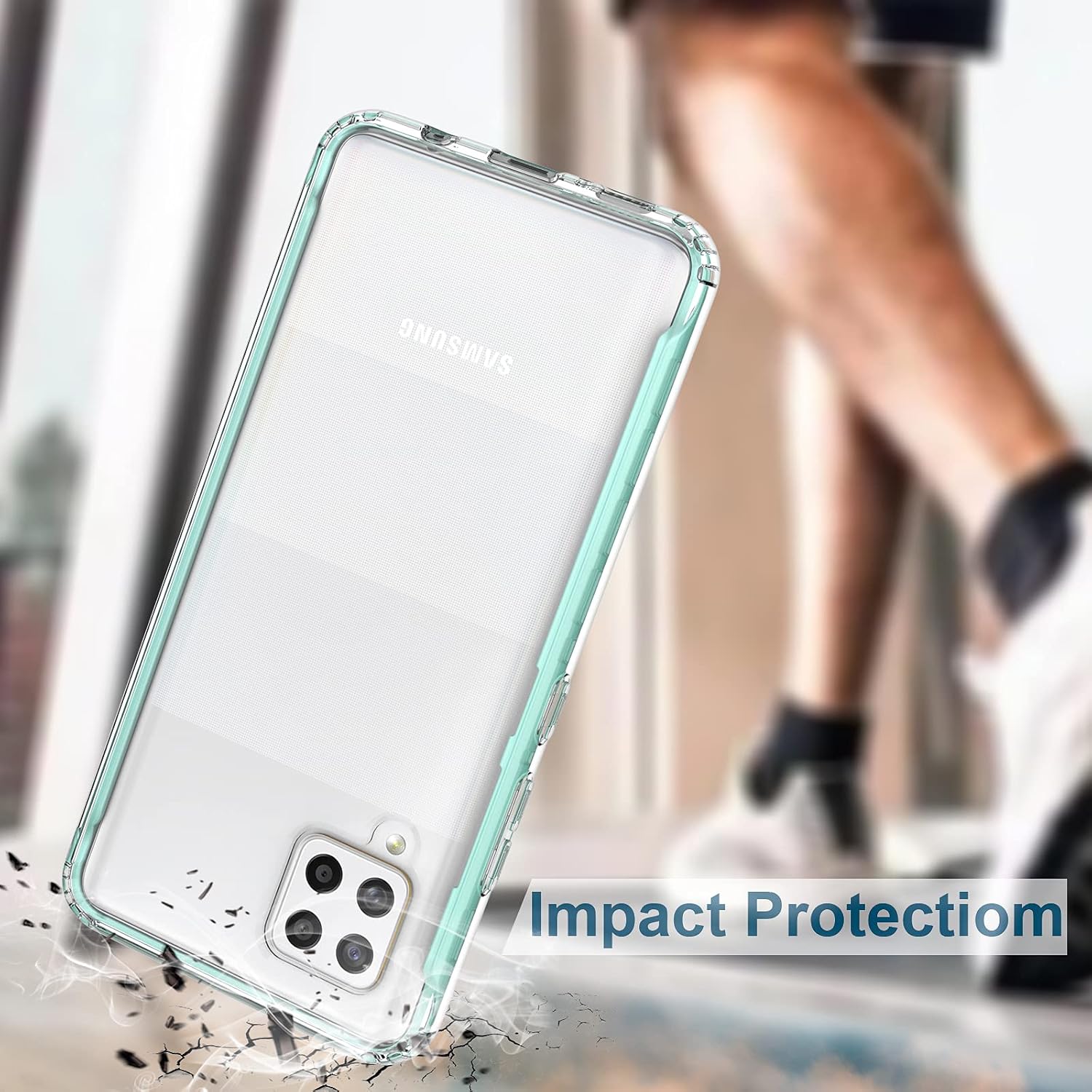 JXVM for Samsung Galaxy A42 5G Case with Built-in Screen Protector, Full Body Shockproof Phone Case Clear Protective Cover Case for Samsung Galaxy A42 5G (Green)
