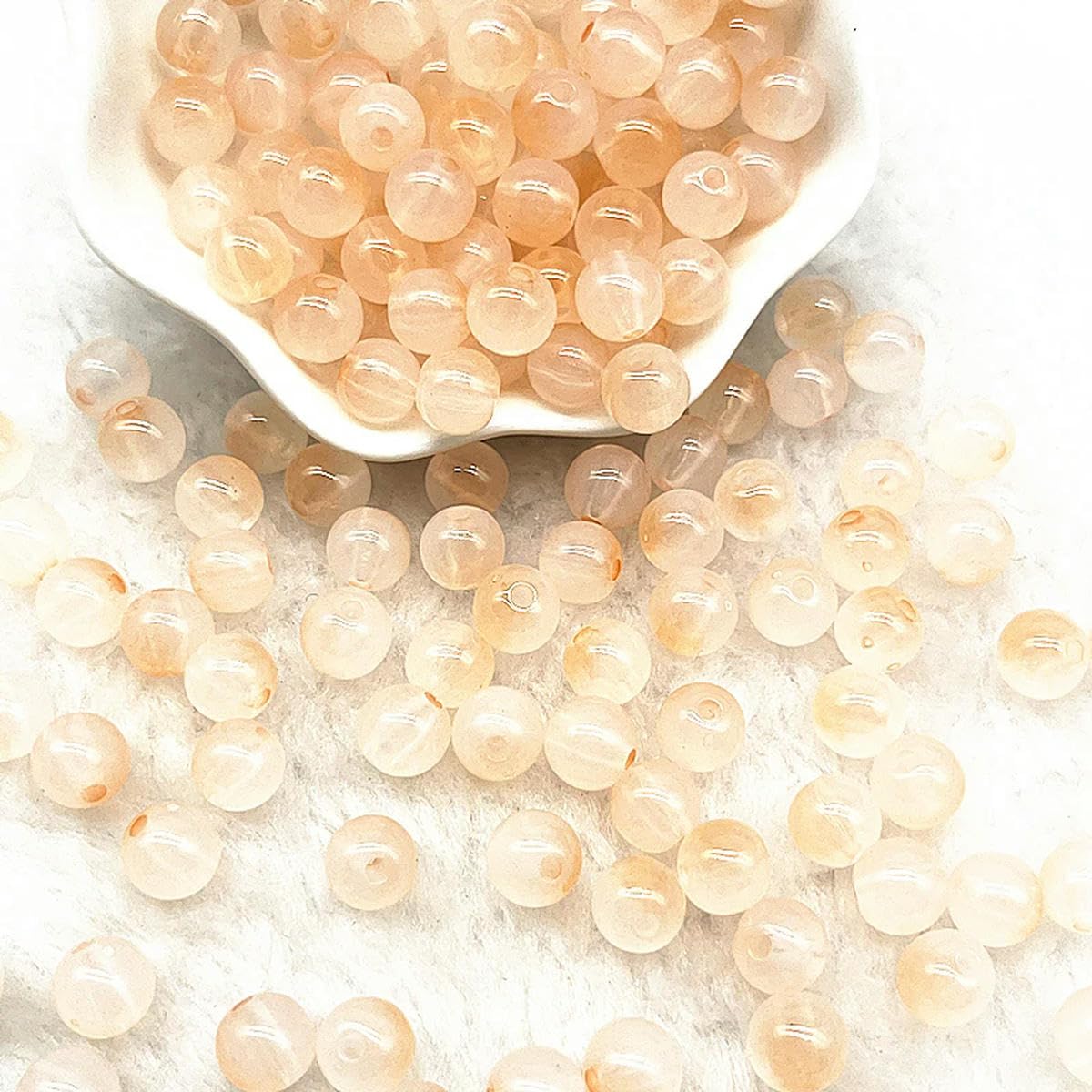 HUIOYG 50pcs 8mm Double Acrylic Beads Loose Spacer Beads for Jewelry Making