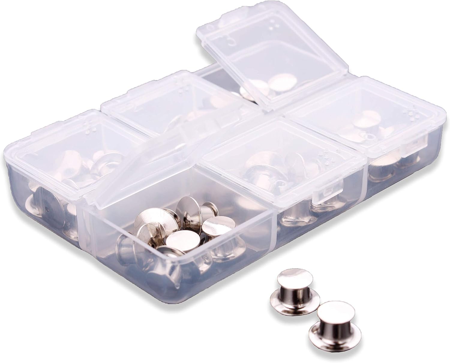 Pin Locks (42 Count) Pin Keepers - Spring Loaded Pinkeepers with Storage Case - Biker Pin Locks- Disney Pin Locks - Veteran Owned Company