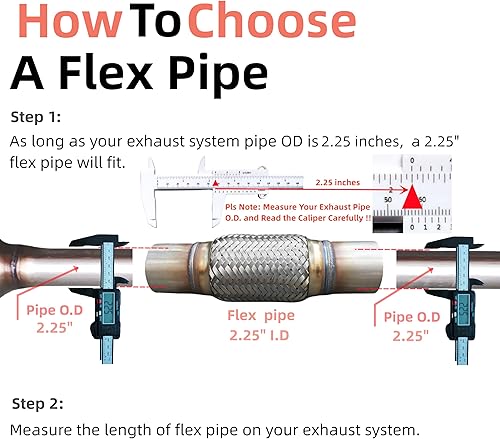 Miniatura 5 de Tubo flexible de escape 2.25 "x 8"12" Tipo universal 100% acero inoxidable para coches pesados y automóviles