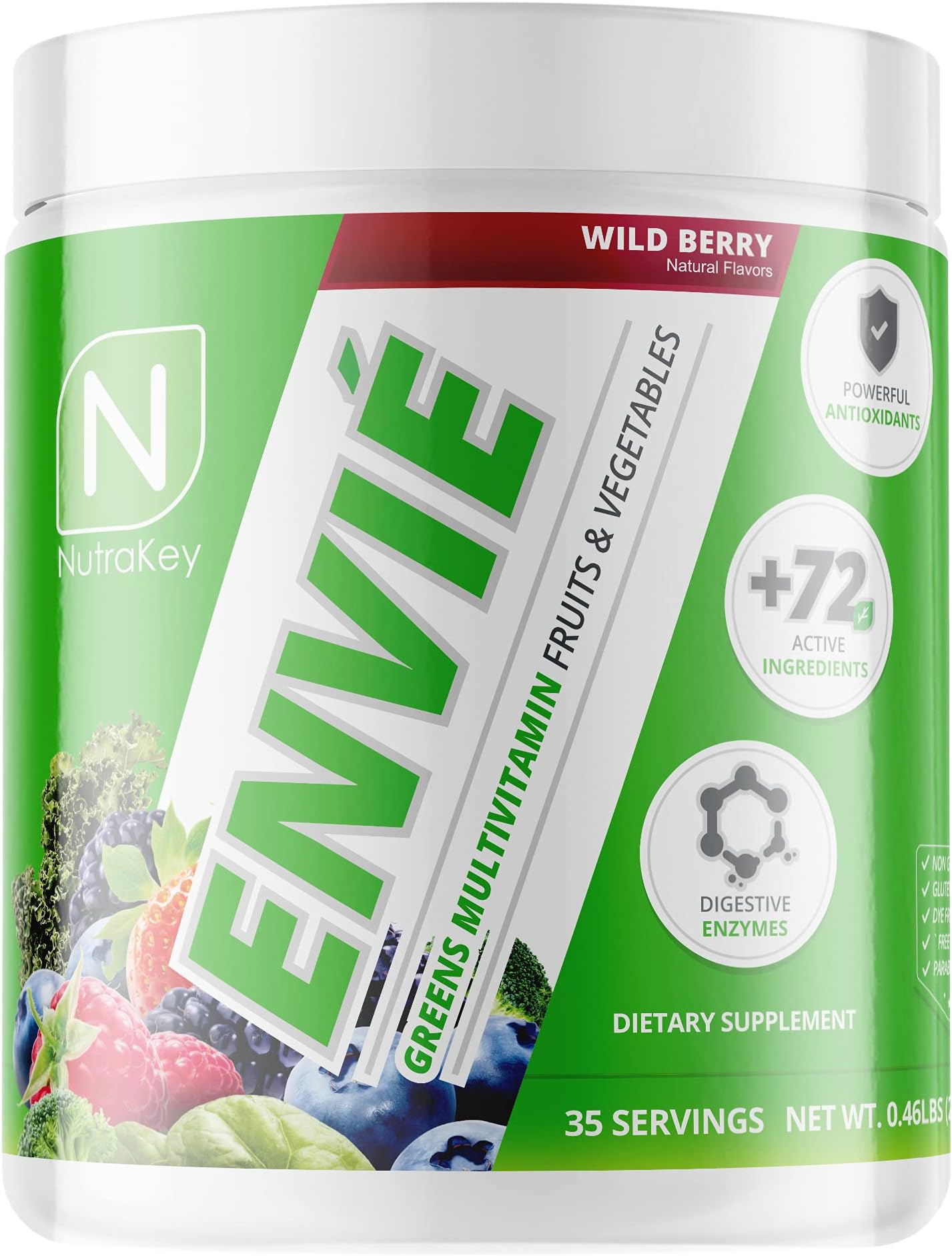 Envie Multivitamin Powder, Keto MultiVitamin for Men and Women, Fruits, Greens, Antioxidants, Digestive Enzymes, Amino Acids, Vitamin B Organic Powder (Wild Berry, 210g)