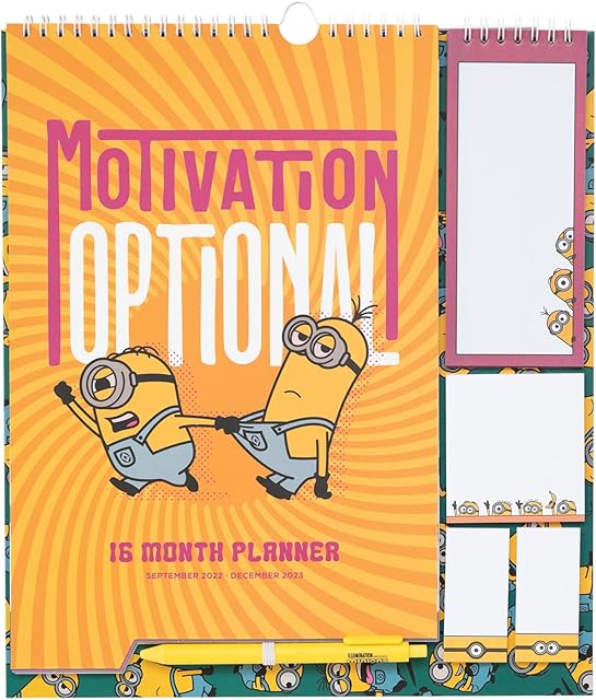 Official Minions 2023 Wall Calendar - Monthly Planner 16 Months Sep 2022 - Dec 2023 - 11.8 x 13.4 inches / 30 x 34 cm - Minions Gifts - Cute Stationery With Stickers / Pen / Shopping List