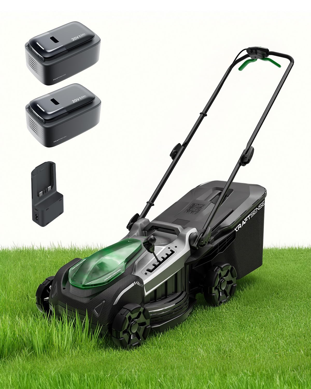18 Electric Lawn Mower, 40V Cordless Lawn Mower with 2x8.0Ah Batteries & Charger, Brushless Motor, 2-in-1 Mulching & Bagging, 6-Position Height Adjustment, for Medium Yards