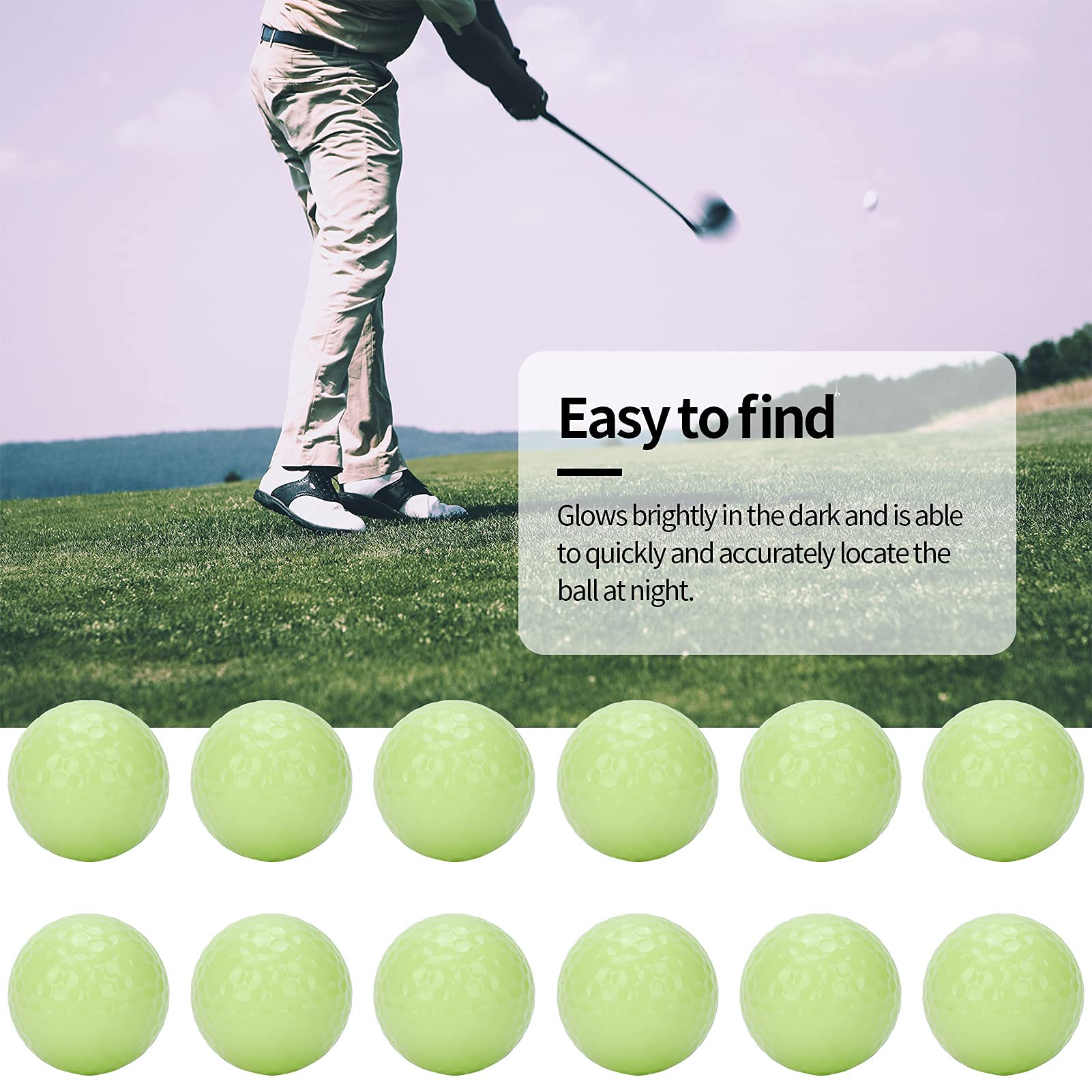 Alomejor 12 Piezas de Bolas de Golf nocturnas, Bolas de Golf Brillantes, Bolas de Entrenamiento de Golf, Bolas flotantes Luminosas de Golf
