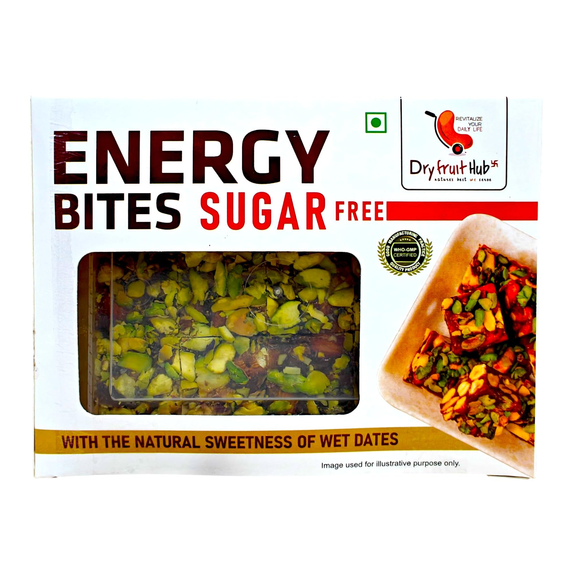 Dry Fruit Hub Energy Bites Sugar Free 1kg | With Sweetness Of Dates | Dry Fruit Chikki | Healthy Snacks With Goodness Of Kaju Badam Pista Dates And Pure Ghee | Dates Barfi