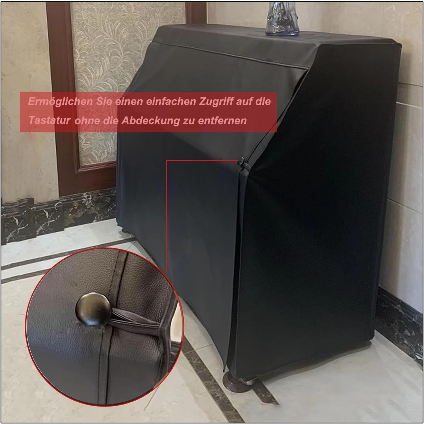 Cutfouwe Vertikales Klavier Abdeckung,Volle Leder Klavierabdeckung,Klavier Abdeckung Staubschutz,153x33x120cm