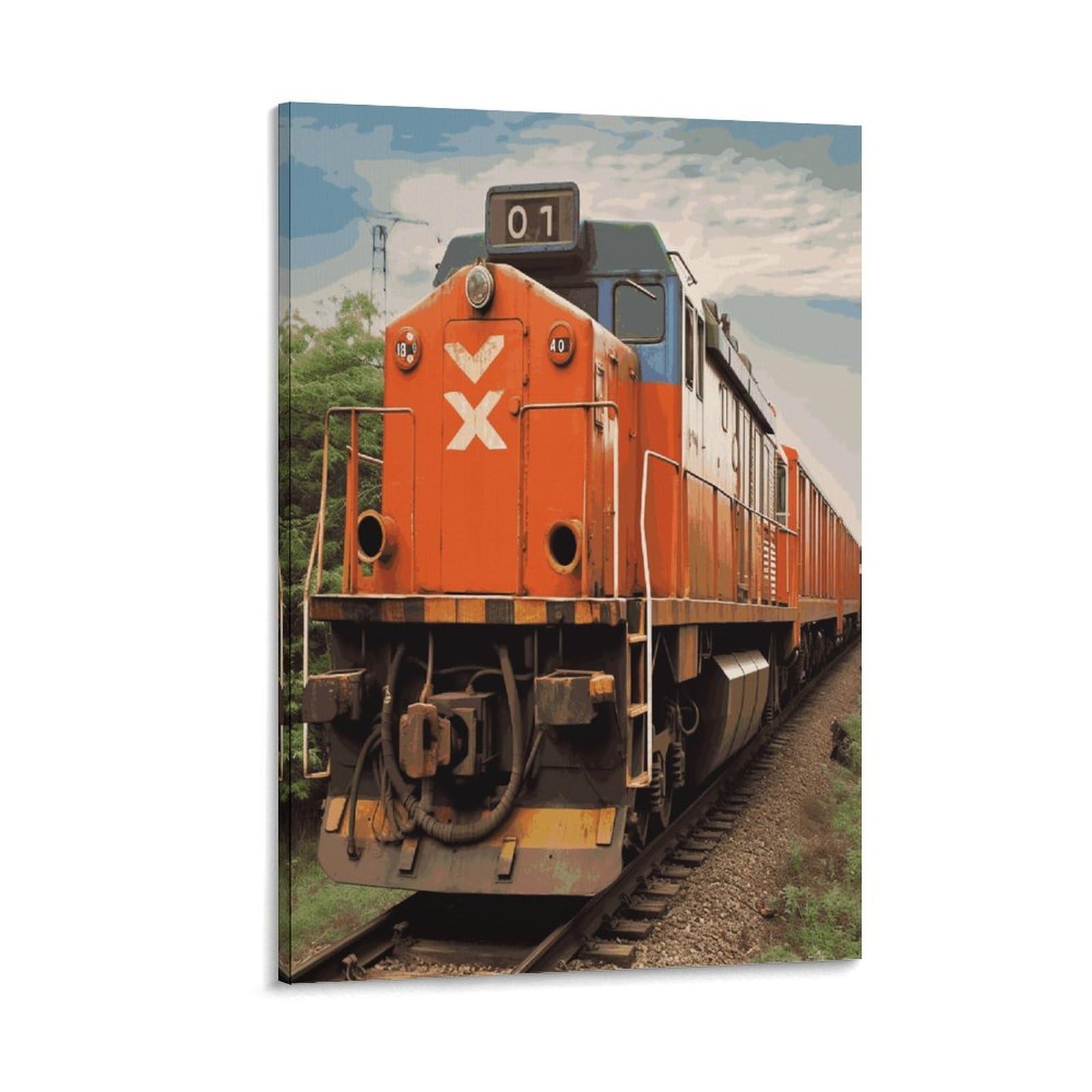 LDGSUPH Train Canvas Wall Art Prints Hangable Decor Painting for Wall Prints Painting Artwork Modern Decorative Artwork Ready to Hang Wall Pictures for Home Decor 24x36inch(60x90cm)