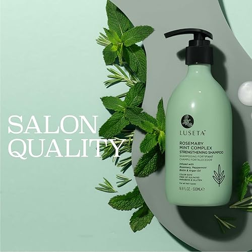 Miniatura 2 de Luseta - Champú fortalecedor de menta y romero hidratante y nutritivo para cabello dañado, champú para adelgazar el cabello, fortalece las hebras y