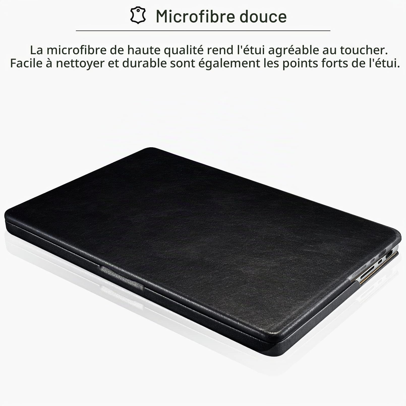 ICARER Coque Étui Cuir pour Macbook Pro 14 2026-2021 M5 M4 M3 M2 M1, Noir