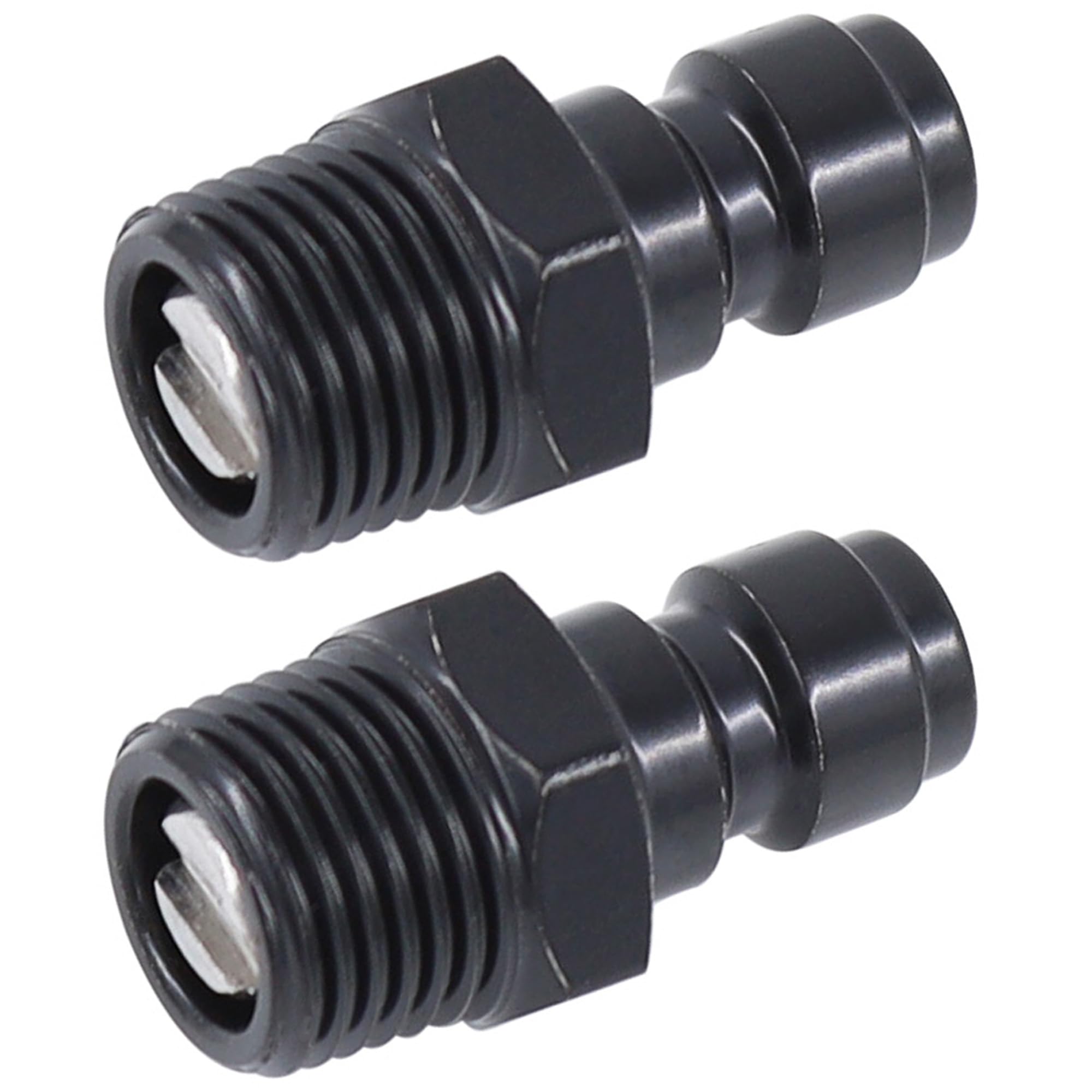 2 adaptadores de rosca macho NPT de 1/8 pulgadas, enchufe de desconexión rápida de 8 mm, accesorios de adaptador Foster PCP Airsoft, cobre chapado en zinc negro