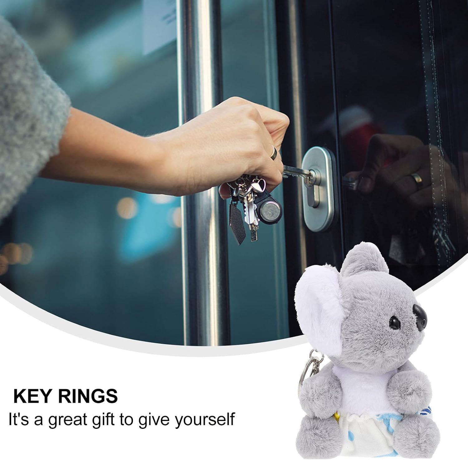 Luxshiny Koala Key Chain Pendant 4.72 Inch Lightweight Bag Charm Cute Koala Shape Backpack Decoration Durable Key Ring for Women