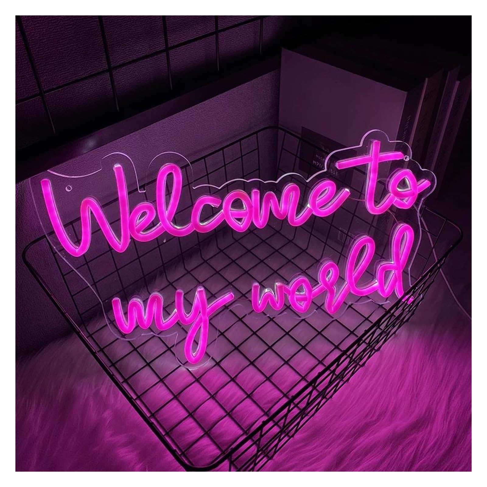 SHOUXI Sign Lamp Welcome to My World Neon Lamps USB Powered Letter Signs for Wall Decor Party Bedroom Gameroom 42cmх25.8cm