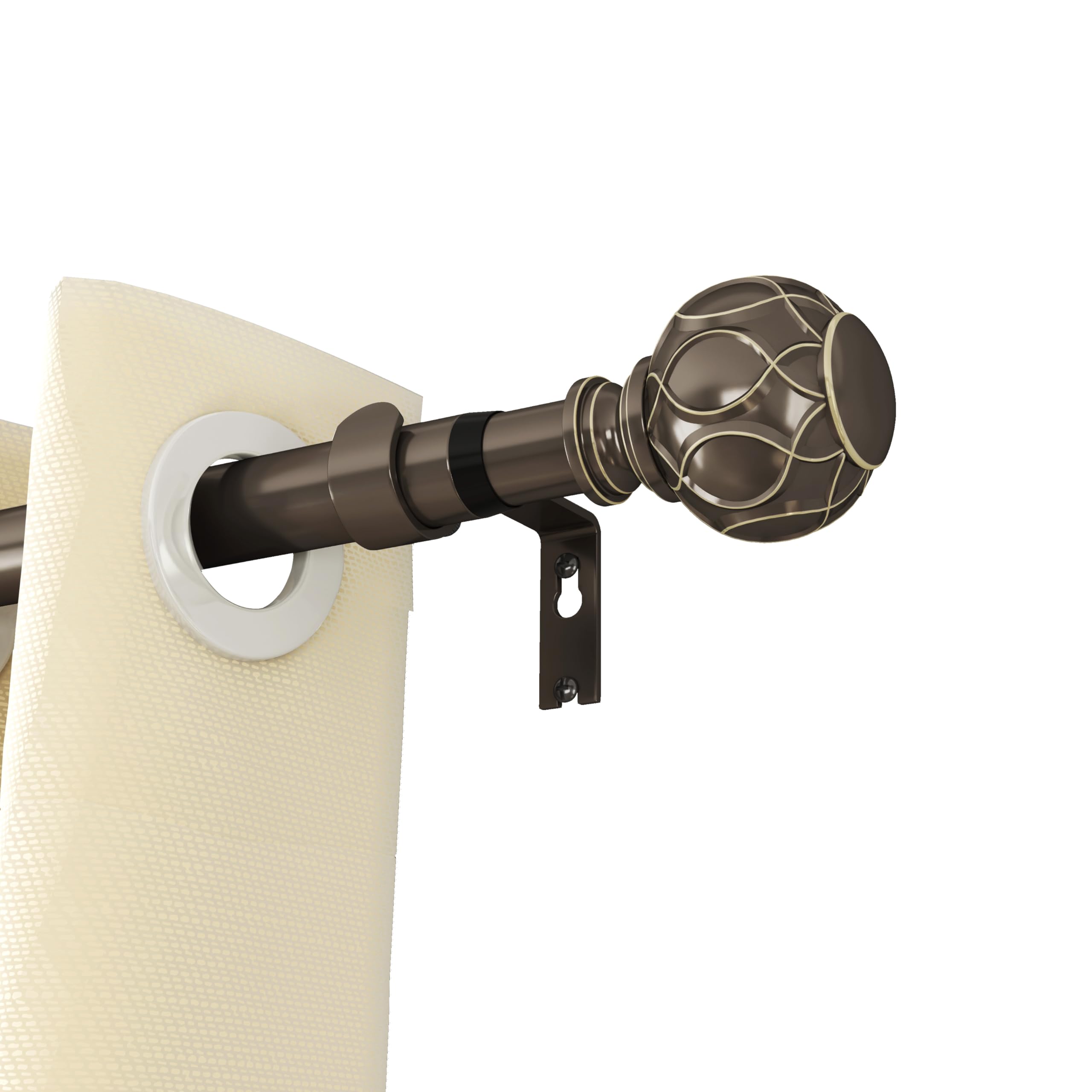 ECLYL Asta per tende classica a testa circolare, in metallo, aste singole per tende per finestre con staffa, aste decorative in metallo oscuranti (marrone, 60-120)