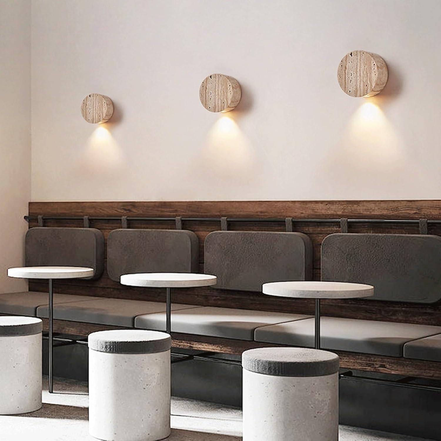 Modern Minimalist Wall Sconce, Natural Disc Downlight, Organic Circular Ambient Light, Architectural Flush Mount Accent for Hallway, Stairway, Bedroom, Hotel，Entrance，Living Room