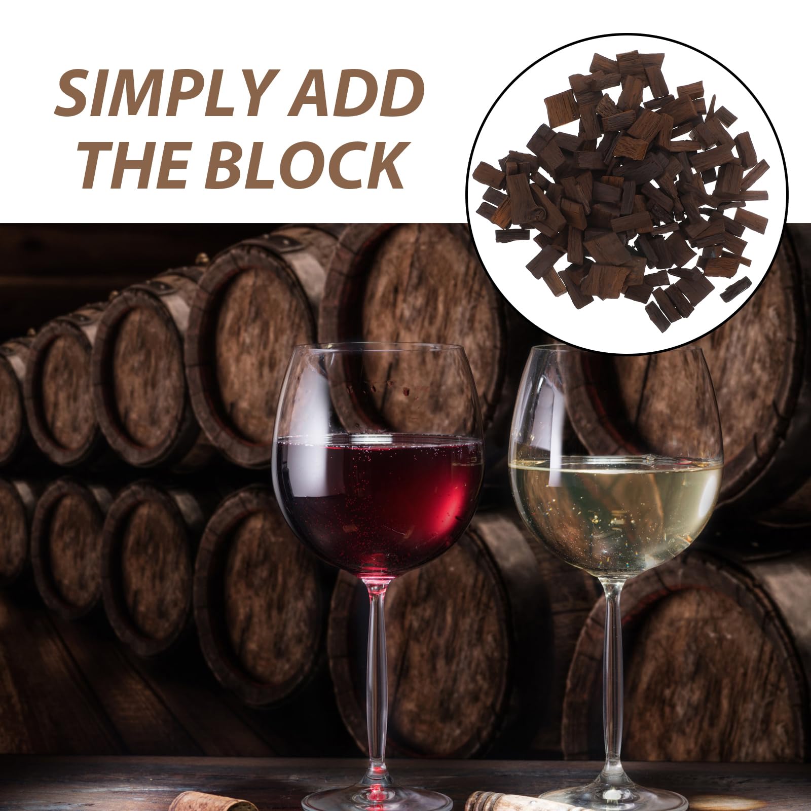 Amosfun Paquete De Virutas De Roble Tostado para Elaboración Casera De Vino Y Whisky 0.78X0.78X0.19In Astillas De Madera para Mejorar Aroma Y Sabor En Proyectos Artesanales