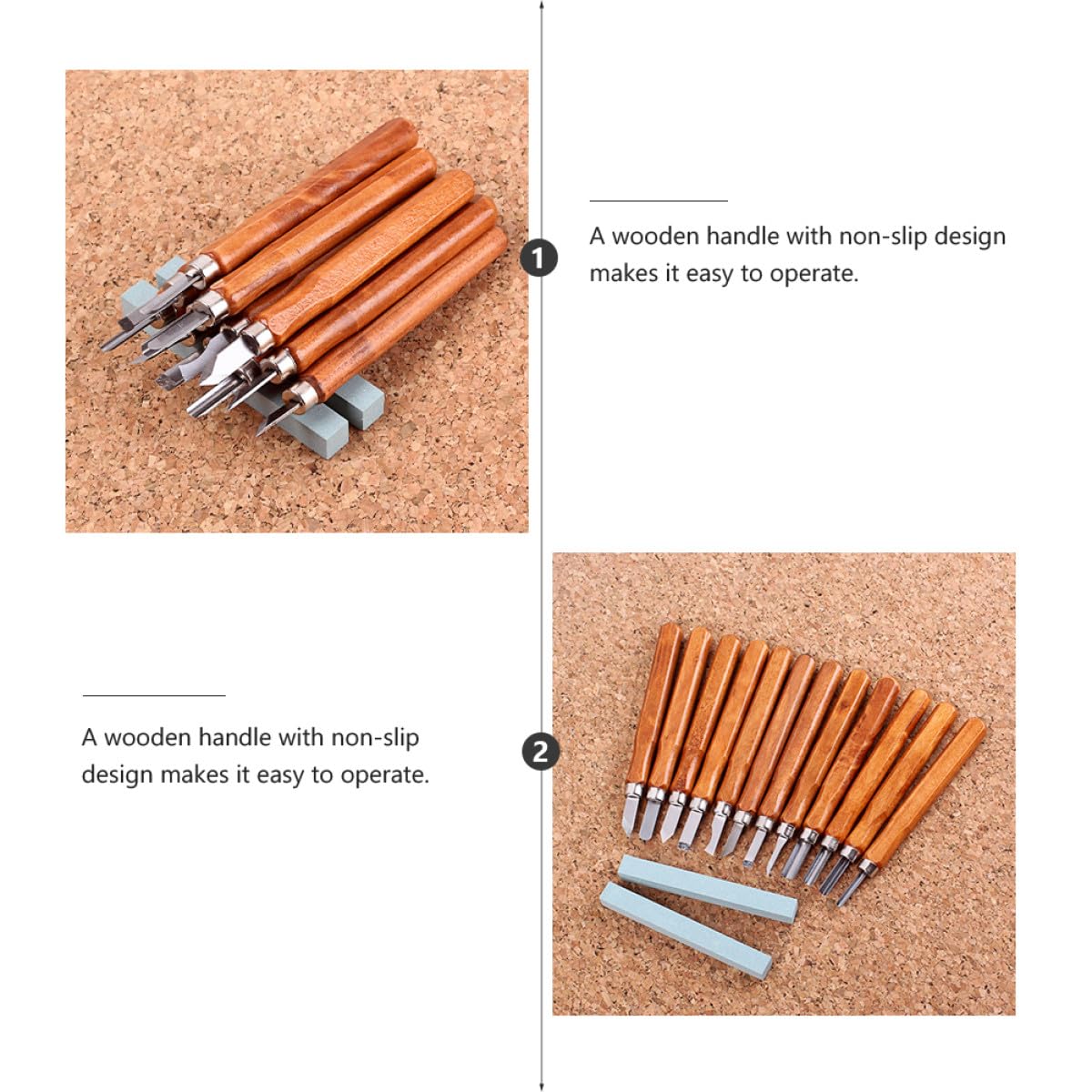 Homoyoyo Teiliges Stecheisen Set Holz mit Schleifstein und Canvas Tasche Ergonomisch Geformte Holzschnitzwerkzeuge für Anfänger für Basswood Kiefer Speckstein und Tonarbeiten