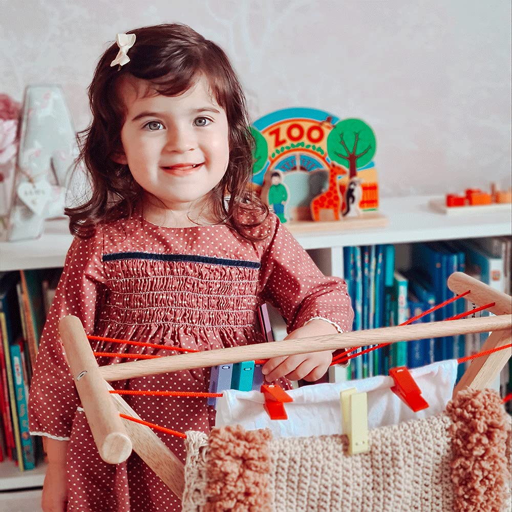 Bigjigs Toys Drewniana Suszarka Do Ubra? Zestaw