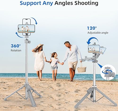 Miniatura 5 de Trípode de teléfono de 62 pulgadas, trípode extensible MIIASI para iPhone y Selfie Stick con control remoto, cabezal de bola de 360 mejorado para