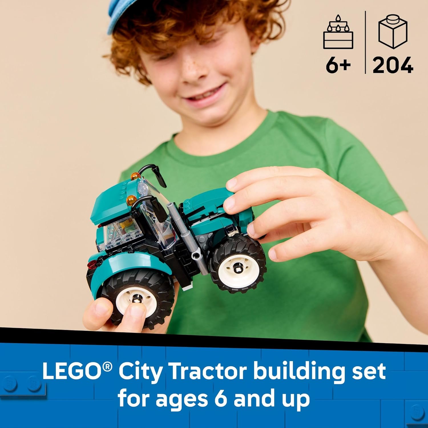LEGO City Tractor Building Toy for Kids - Pretend Play Farm Vehicle for Boys & Girls, Ages 7+ - Tractor Toy W/Farmer Minifigure - Gift Idea for Birthdays - 60498 - Image 2