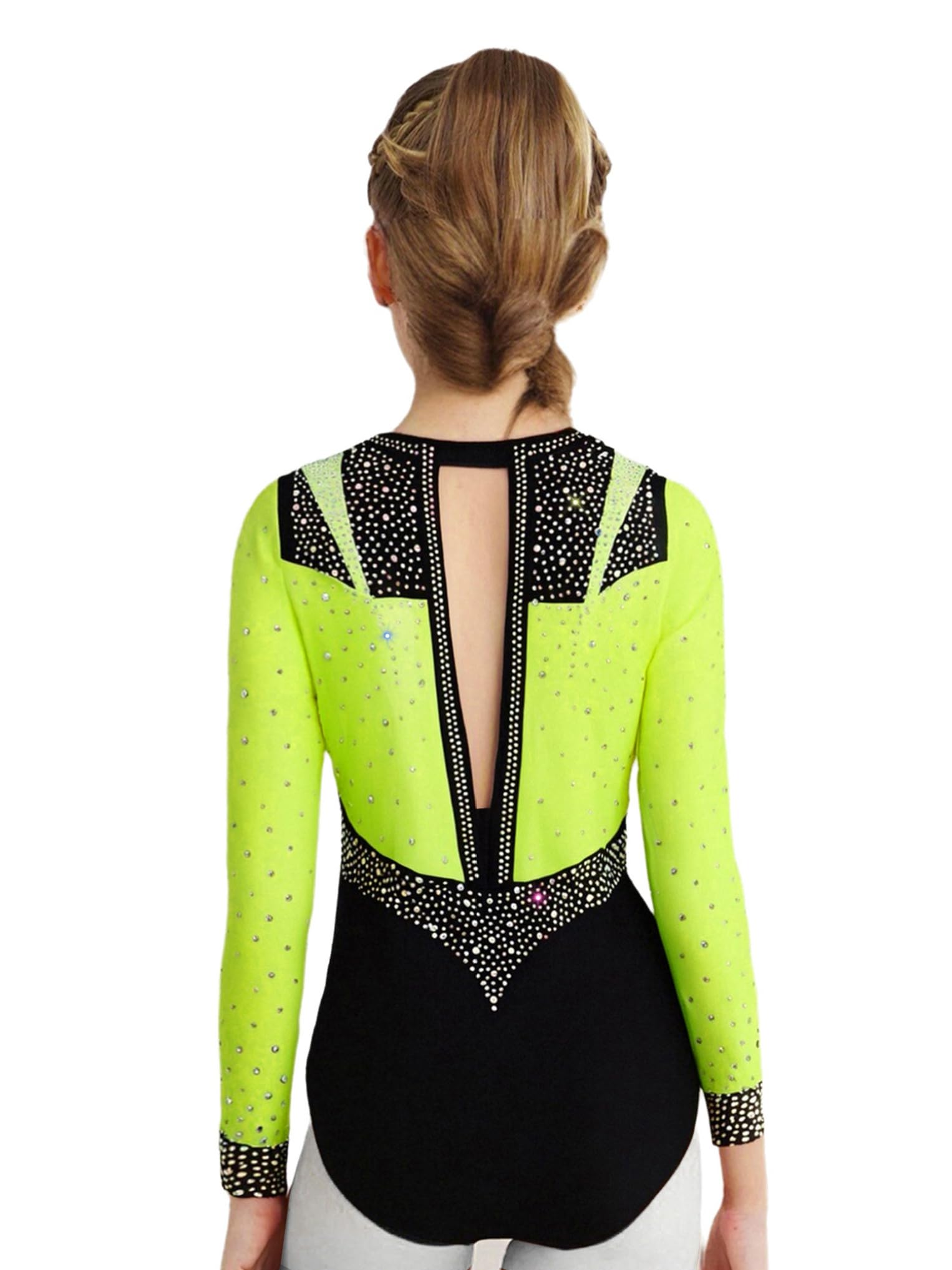 Oyolan 3Pcs Mädchen Turnanzug Glitzer Langarm Gymnastikanzug mit Sport BH Tops und Hose Leggings Tanzbody Leotard Ballettanzug Wettbewerb Sportbody Tanzkostüm