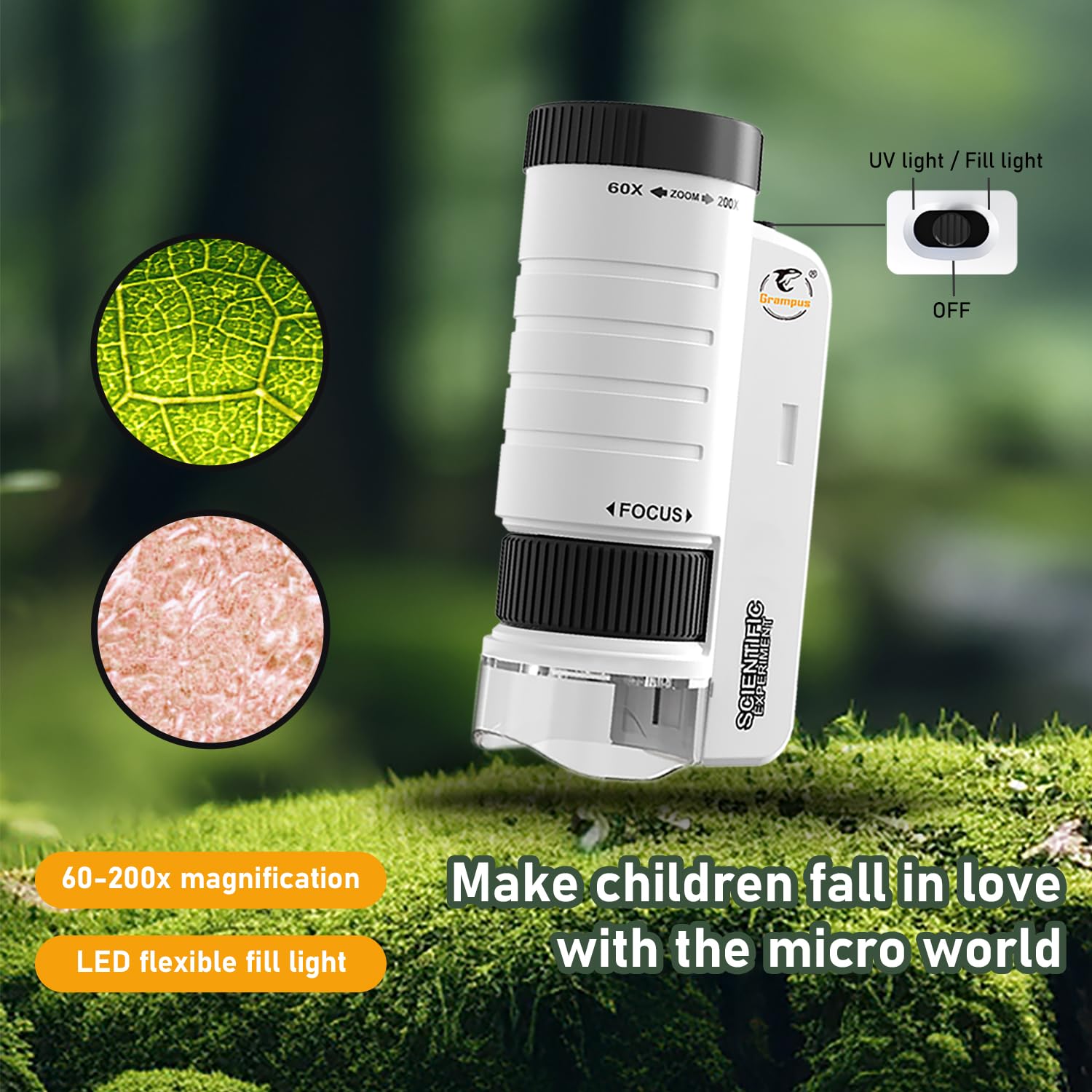 Amazon.com: Grampus 60x-200x LED Pocket Microscope Portable