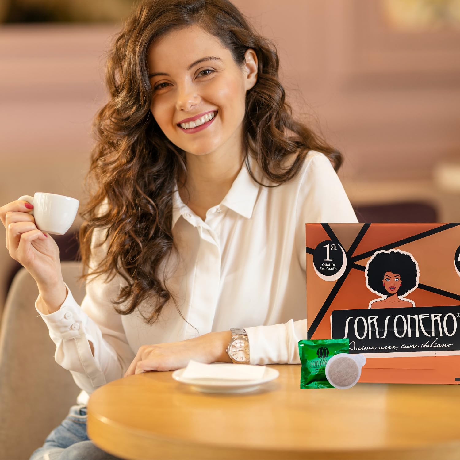 Caffè Sorsonero Decaffeinato 150 Cialde ESE 44mm | Caffè Premium in Cialde Compostabili | Caffe Cremoso e Aroma Intenso
