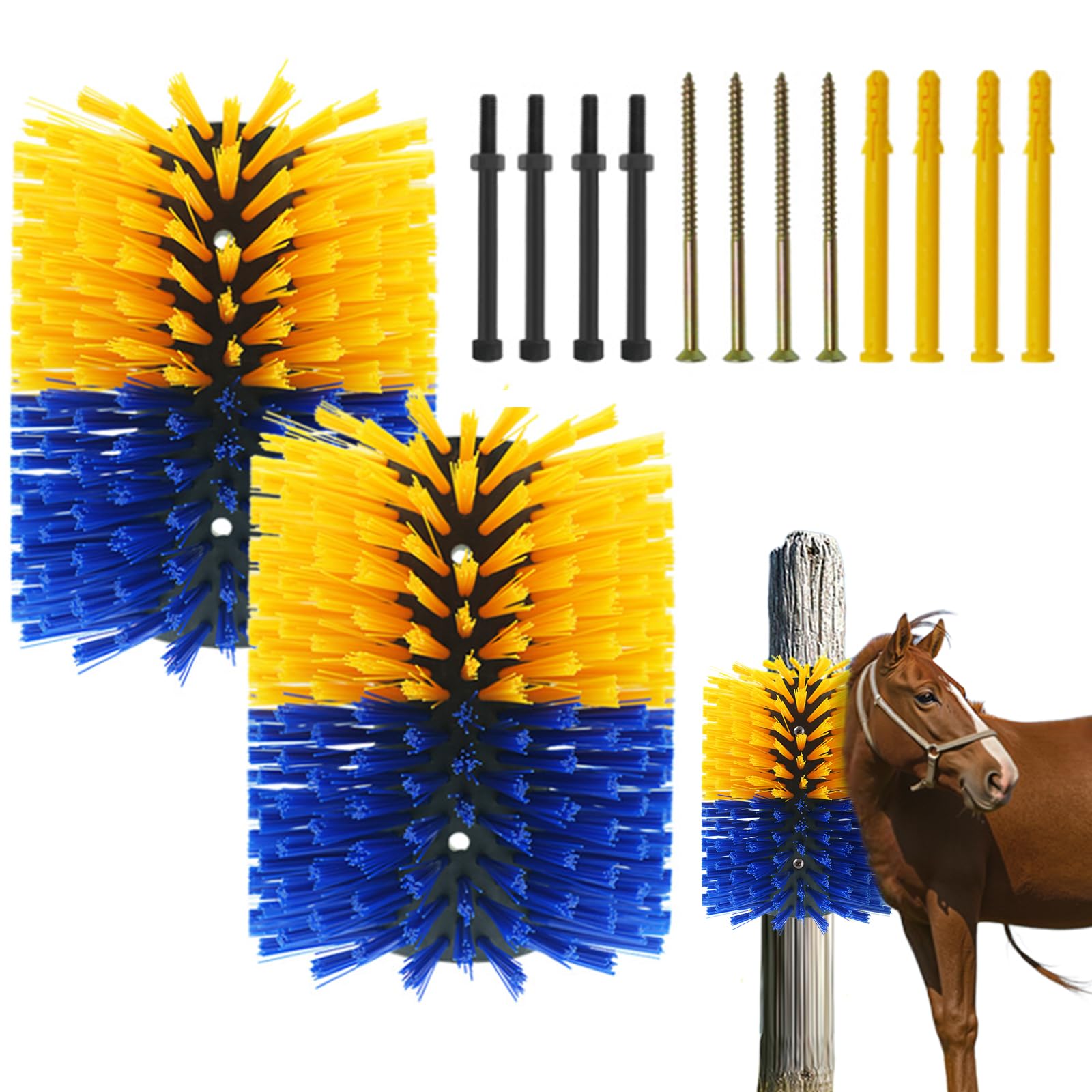 Lot de 2 brosses à gratter en nylon pour le toilettage, le massage des vaches, soulager les démangeaisons sur le dos du bétail, brosse pour cheval, bétail, mouton