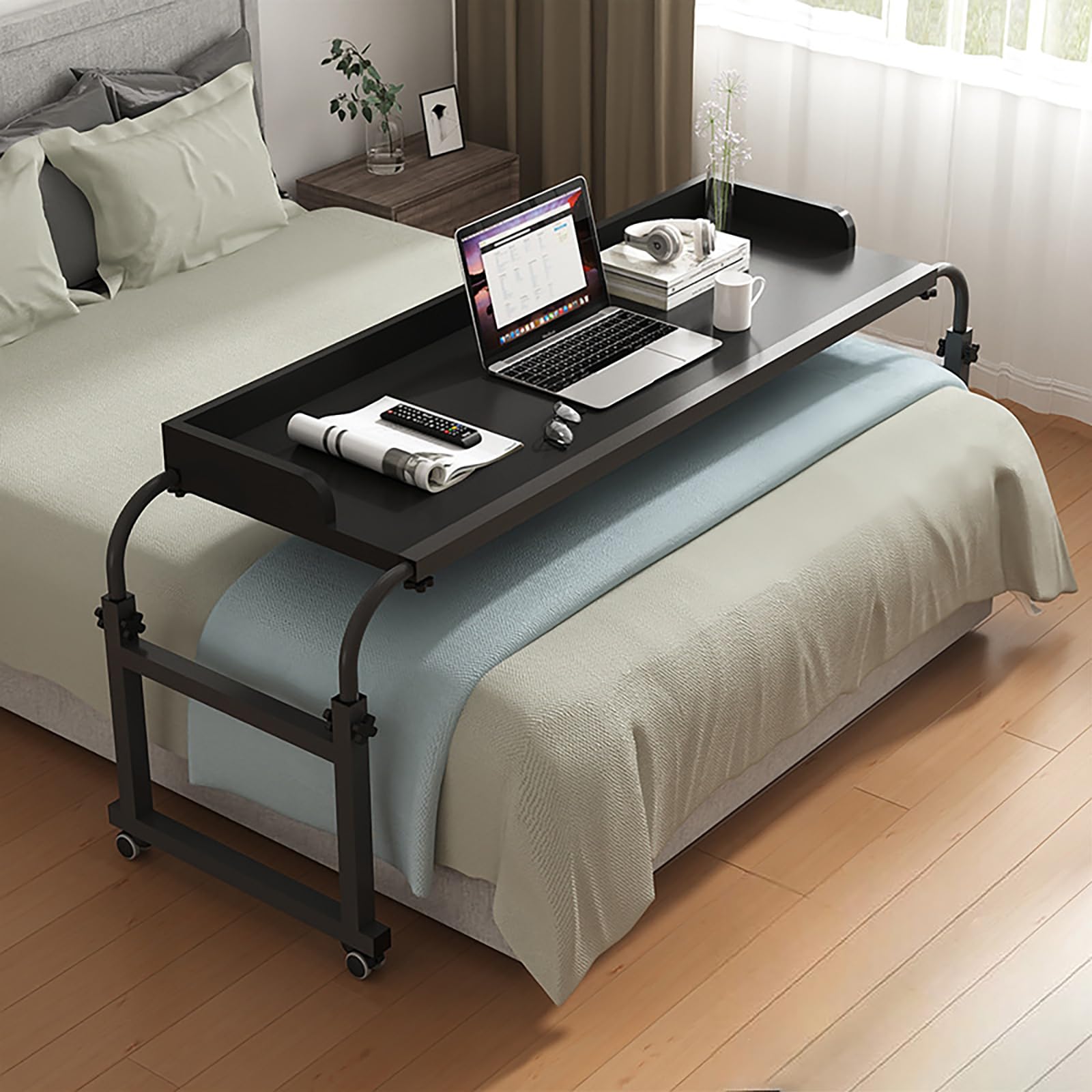 Table de lit sur roulettes pour soulager le dos en travaillant assis ou allongé