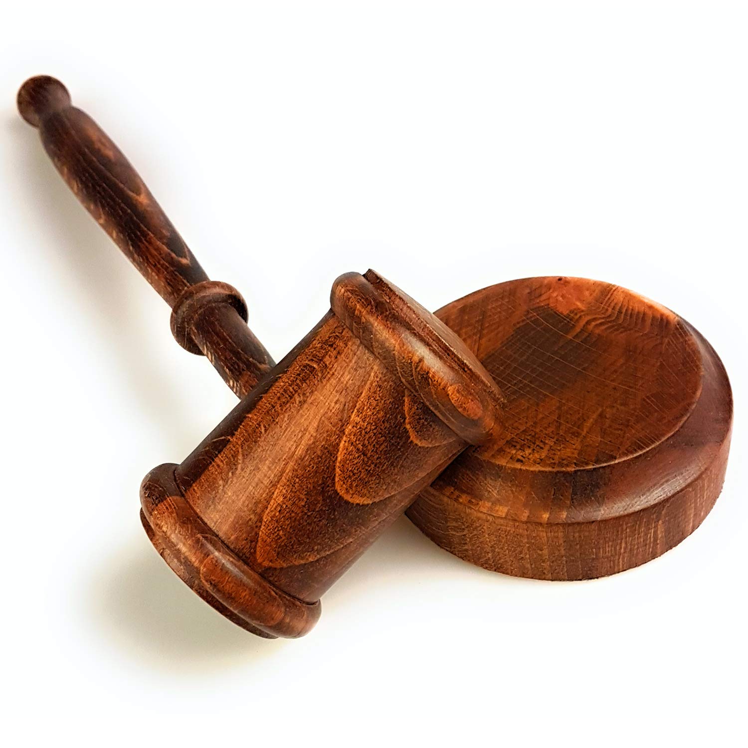 Rustic Gavel and Block Set Handcrafted Vintage Old View Finish Walnut