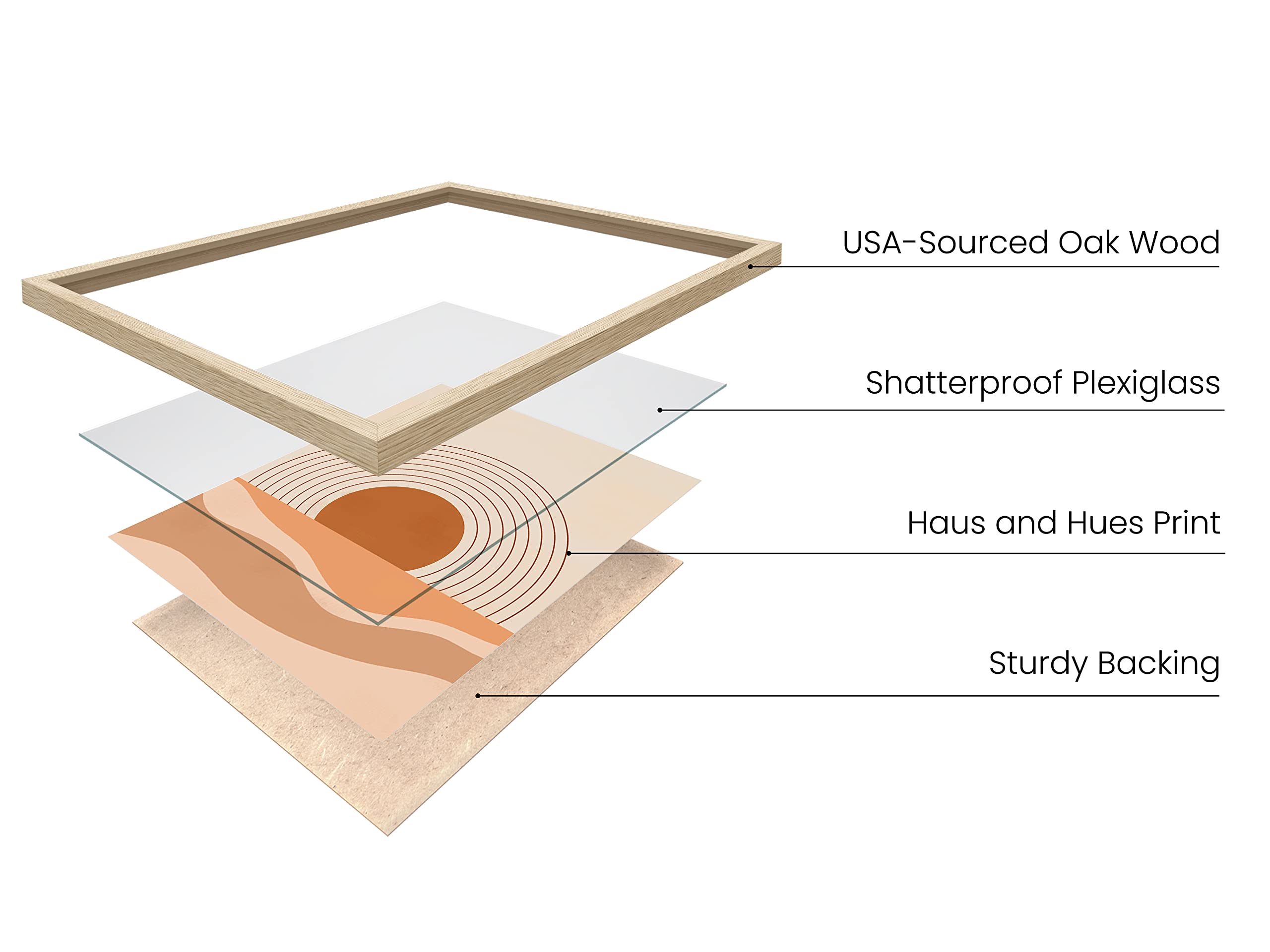 HAUS AND HUES Mid Century Wall Art and Terracotta Decor Set of 3 Mid Century Art Prints | Moon Wall Art | Boho Art | Mid Century Modern Wall Art | Geometric Decor (11x14, Black Frame)