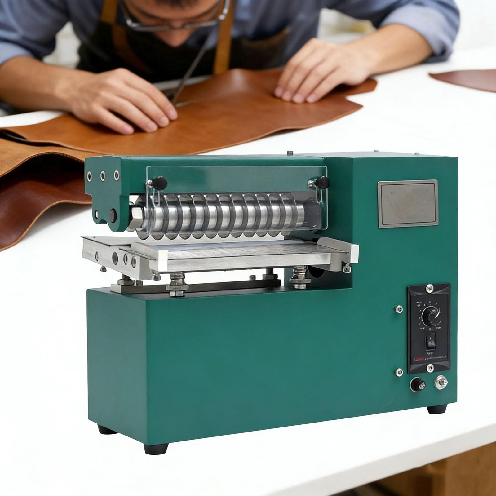 SICWEDIM Leather Cutting Machine,Electric Leather Strip Cutter,90w Leather Slitting Slitter Cutting Tool,20Cm Cutting Width,Thickness <3Mm,for Cutting Bags,Shoes,PVC,Artwork