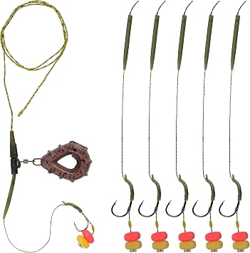 Carp Fishing Hair Rig Kit, Carp Fishing Equipment Rigs with Flat Pear Sinker Quick Change Swivels Hooks Corn Baits Tackle Rig Set