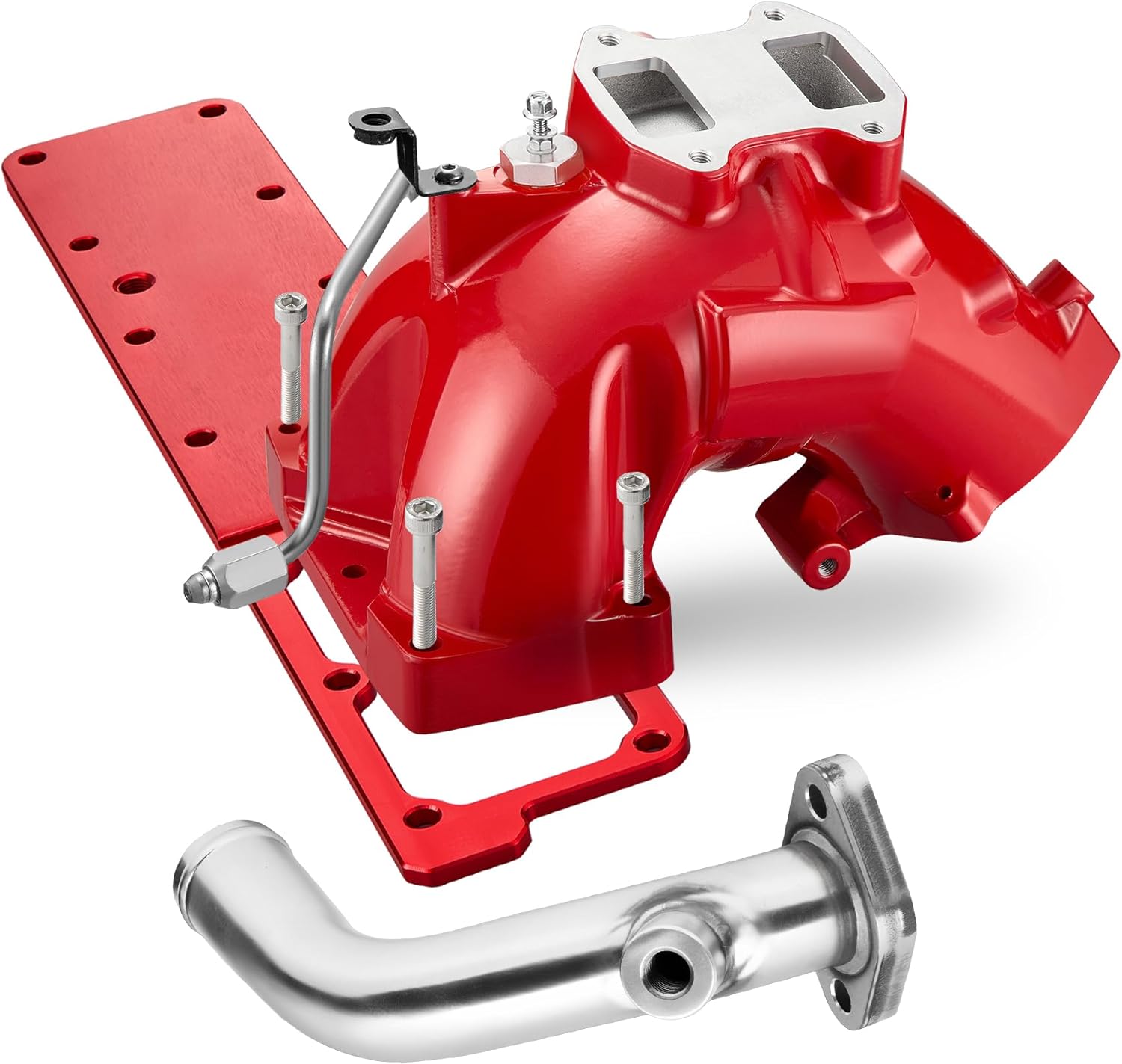 Intake Manifold Kit for 6.7L Cummins 2013-2018 Ram 3500 4500 5500 (Chassis-Cab) Engine Air Intake Horn Kit with Grid Heater Upgrade & Heating System, Red