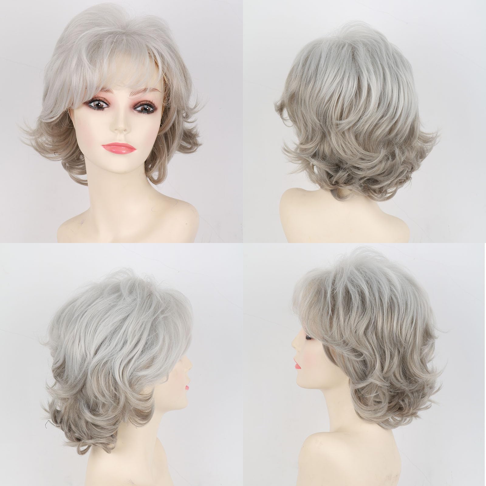 Amazon.com : SCENTW Short White to Grey Wigs for White Women  display picture 1