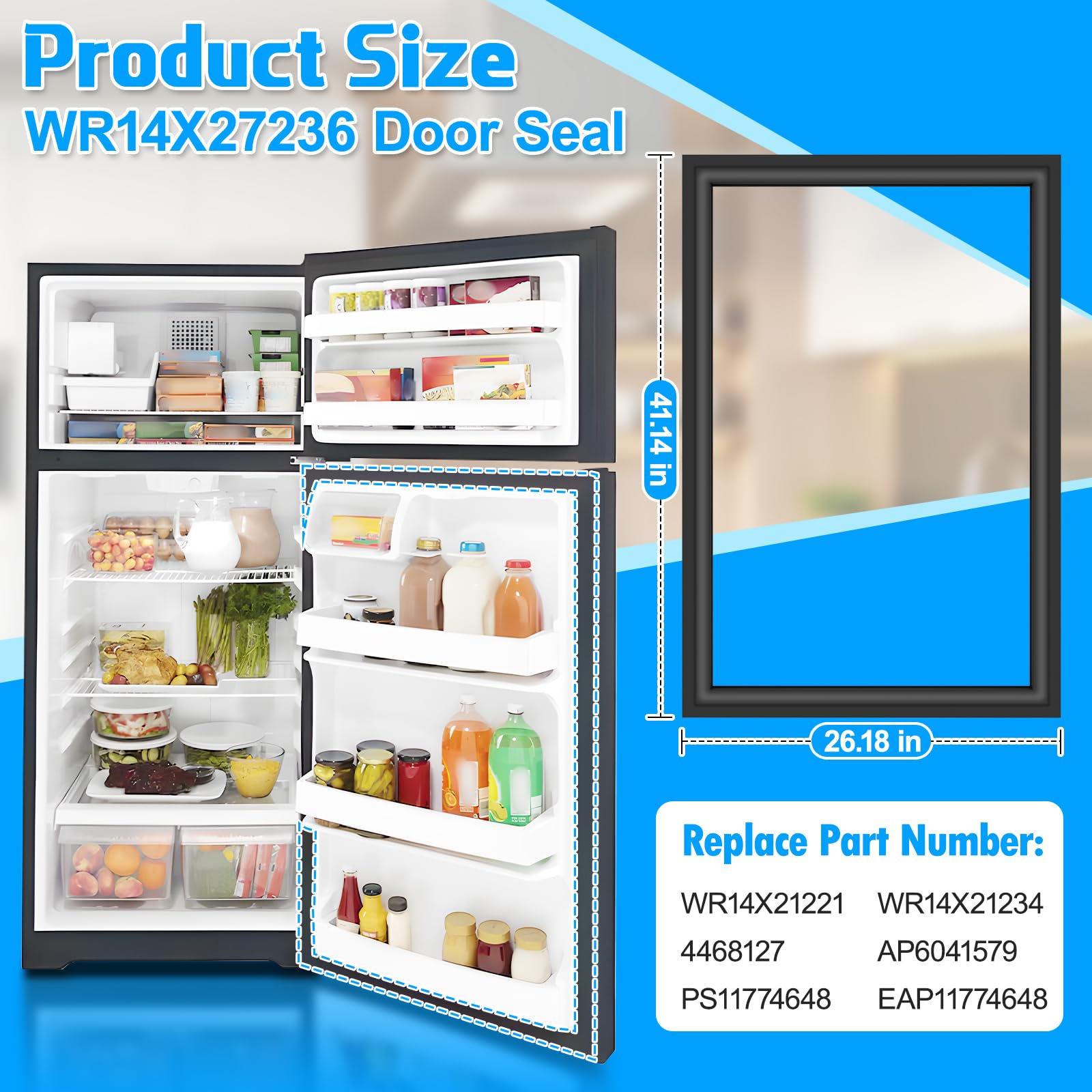 Aggiornato WR14X27236 Guarnizione porta frigorifero