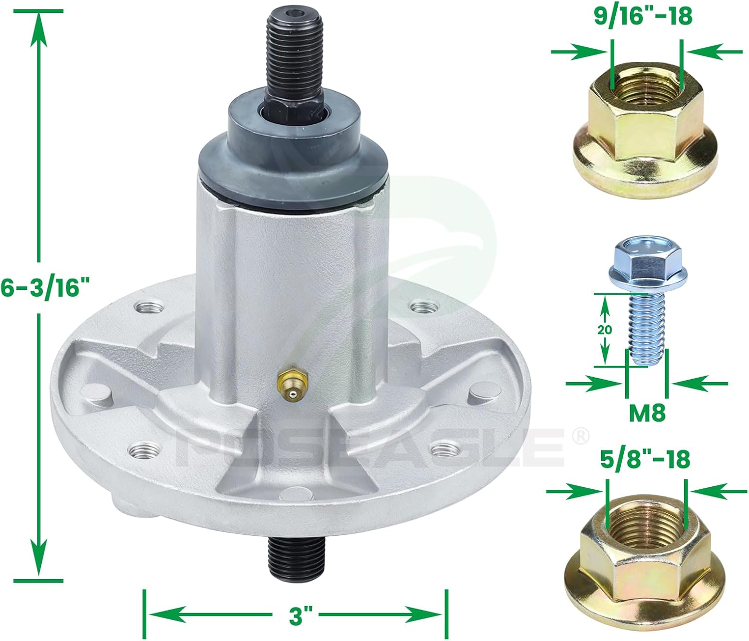 GY21099 Spindle Assembly Kit Replaces John Deere GY21099 Spindle Kit GY20867 GY20592 for John Deere 190C D170 E180 G110 LA150 LA175 S180 100 Series Lawn Tractors