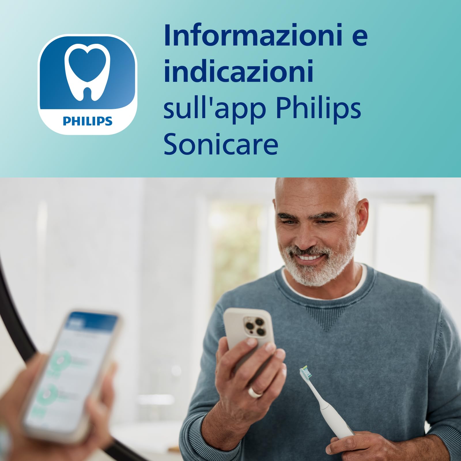 Philips Sonicare ExpertClean 7500 spazzolino elettrico, spazzolino sonico con app, sensore di pressione, custodia da viaggio, bianco-oro, modello HX9691/02