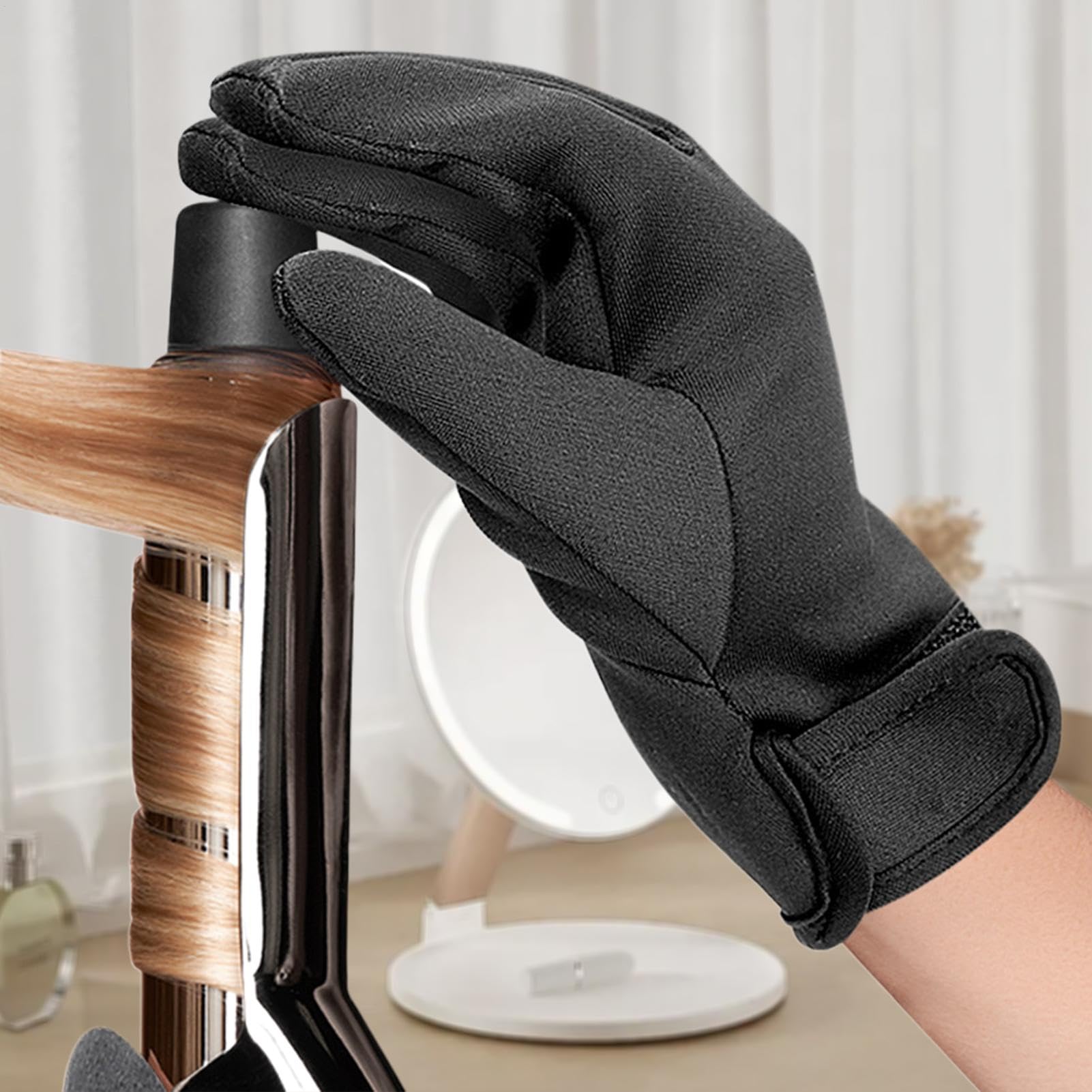 Gants thermiques résistants, gants de coiffage, gants de coiffure professionnels, 5 doigts chauffés mitaines avec poignée non glissante et flexible pour les coiffeurs et les utilisateurs