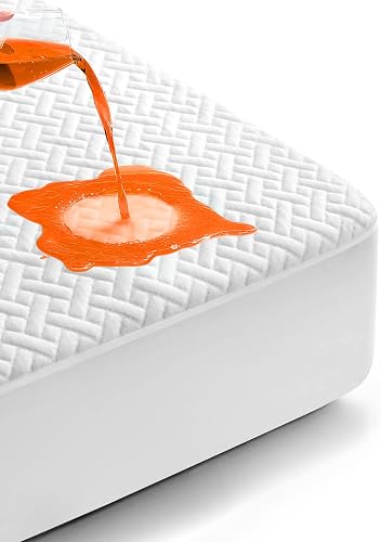 100% Waterproof Mattress Protector Queen Size, Premium Viscose from Bamboo Mattress Pad Ultra Soft Breathable, Noiseless Mattress Cover Fitted 8"-21" Deep Pocket