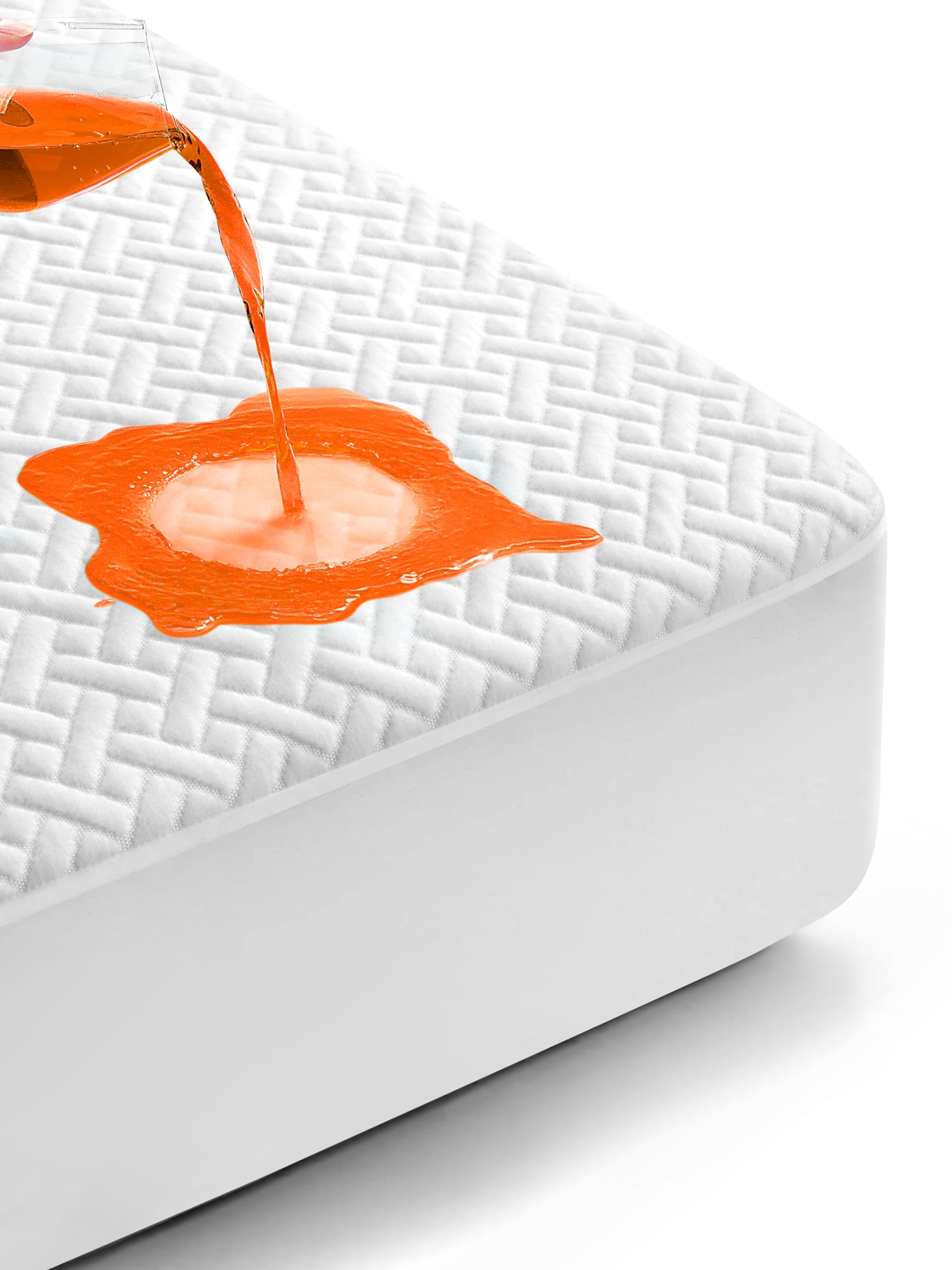 100% Waterproof Mattress Protector Queen Size, Premium Viscose from Bamboo Mattress Pad Ultra Soft Breathable, Noiseless Mattress Cover Fitted 8"-21" Deep Pocket