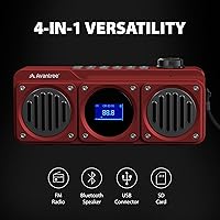 Vista 3 de Avantree Boombyte - Portable FM Radio with Bluetooth Speaker, Superb Sound, Metal Finish, MP3 Player, Support Micro SD Card & USB Audio Input, Long