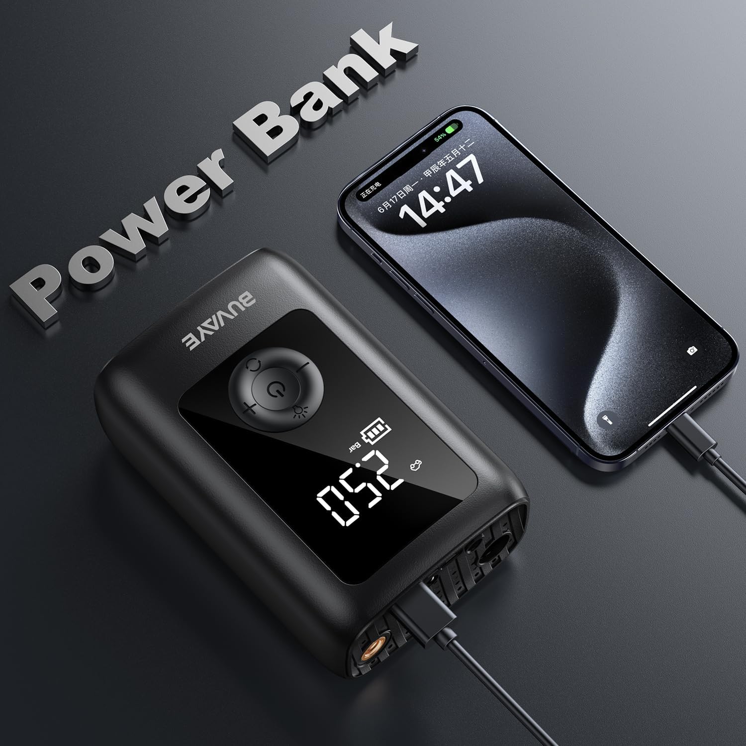 BUVAYE Tire Inflator Portable Air Compressor, 150PSI Portable Air Pump, 12V DC Cordless/Corded Air Pump with Pressure Gauge Emergency LED Light for Tires, Bicycle, Balloons with EVA Bag