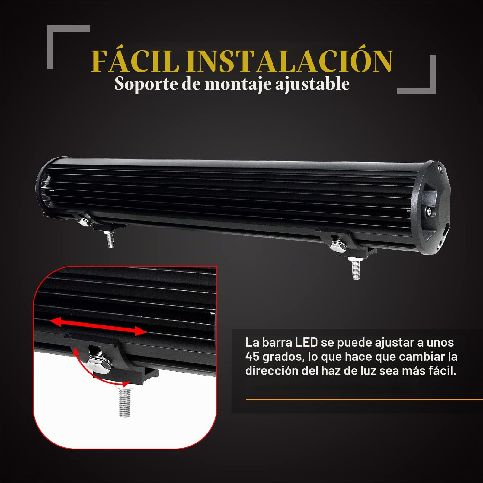 SKYWORLD Barra Led 4x4 23 pulgadas 58cm 324W con 12V Arnés de Cableado, 2pcs Iman Soporte para off road camión coche ATV SUV 4x4, Foco inundacion luz faros antiniebla Luminosas, 6000K Blanco